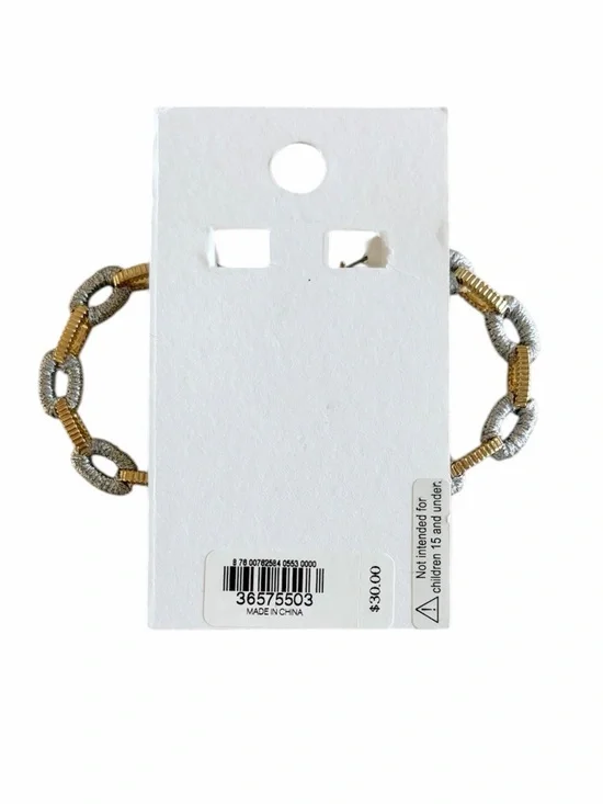 Express Two-Tone Chain Link Hoop Earrings in Gold & Silver Tones - Picture 2 of 9
